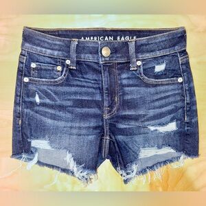 American Eagle Outfitters Women's Midi Dark Blue Jean Shorts